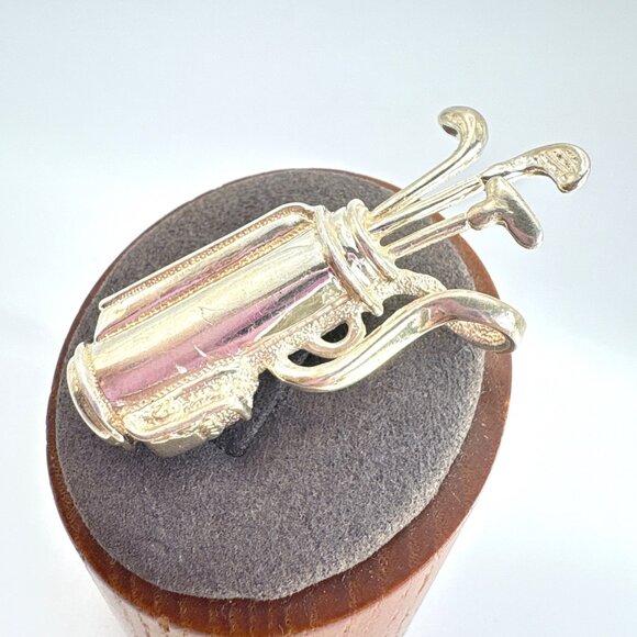 VTG Solid Sterling Silver 925 Golf Club Bag Pin Brooch Size 2" Length - Picture 3 of 11